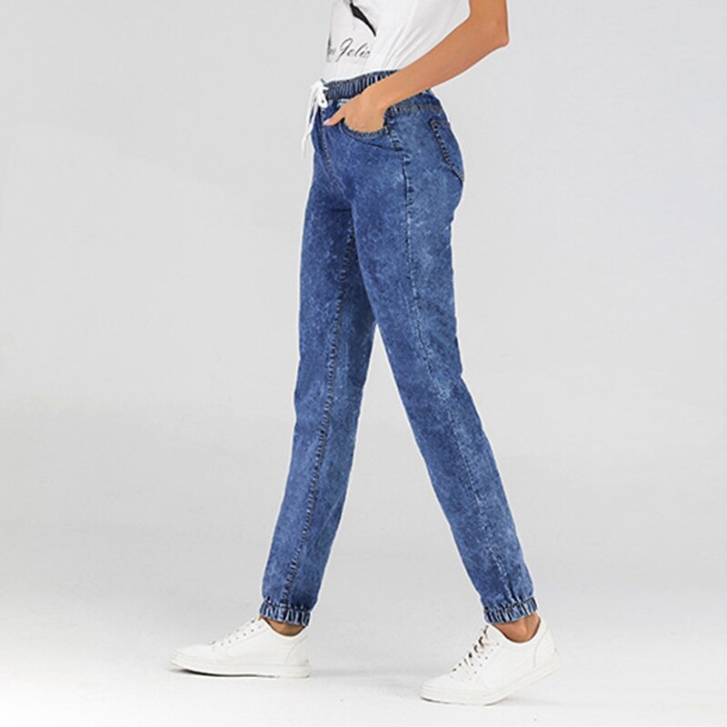Pantalon lanterne pour femme, pantalon en denim long long, jean crayon féminin, fermeture rapprochée, nouveautés, à lacets