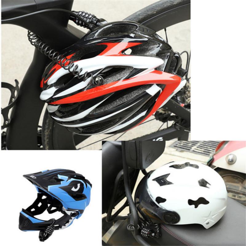 Mini Bike Lock Fold Backpack Cycling Helmet Cable Lock 4 Digit Combination Anti-theft Bike Bicycle Lock Motor Bike Accessories