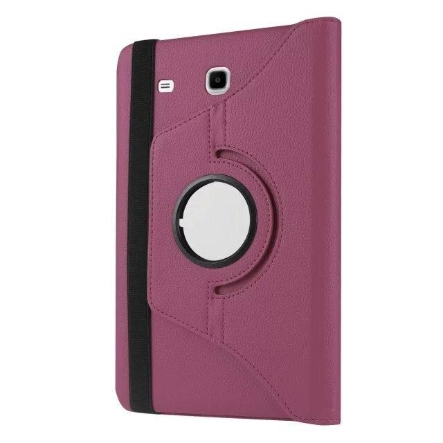 360 Rotating Case Stand Cover For Samsung Galaxy Tab E 9.6" SM-T560 T561 PU Leather Stand Smart Tablet Tablette Stands Fundas: purple