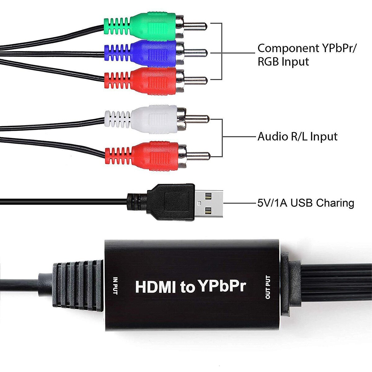 Hdmi Naar Ypbpr Converter Adapter 5RCA Rgb Ondersteuning 1080P Kleurverschil Hdmi Converter Rgb Naar Hdmi 1.8M adapter