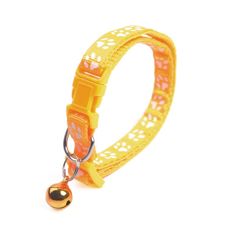 Leuke Bell Halsband Voor Katten Halsband Teddy Bomei Hond Cartoon Grappig Voetafdruk Halsbanden Leads Kat Accessoires Dier Goederen: Yellow