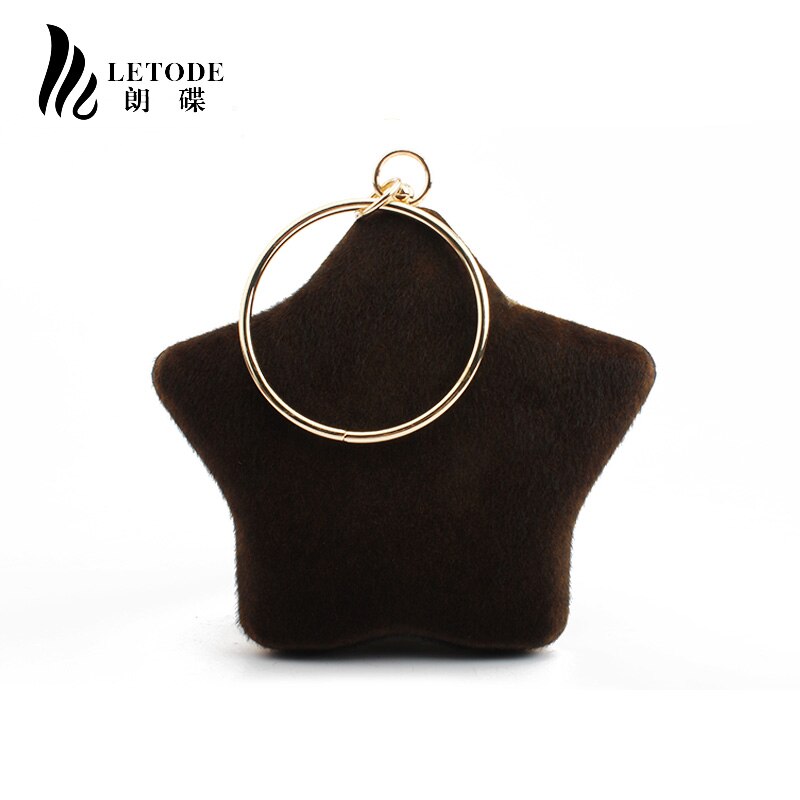 Mulheres 2019 Moda Saco de Noite Das Senhoras de Veludo Anel de Dedo Cutch Bolsa bolsa Bolsa de Ombro Cadeia de Sacos de Festa de Casamento da Forma da Estrela