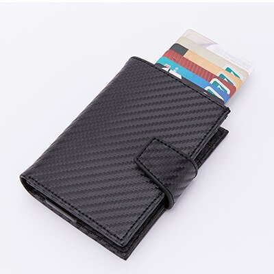 BISI GORO anti rfid Automatic credit card case Multi-function protection porta tarjetas Name Card aluminium men wallet: Carbon black x-45