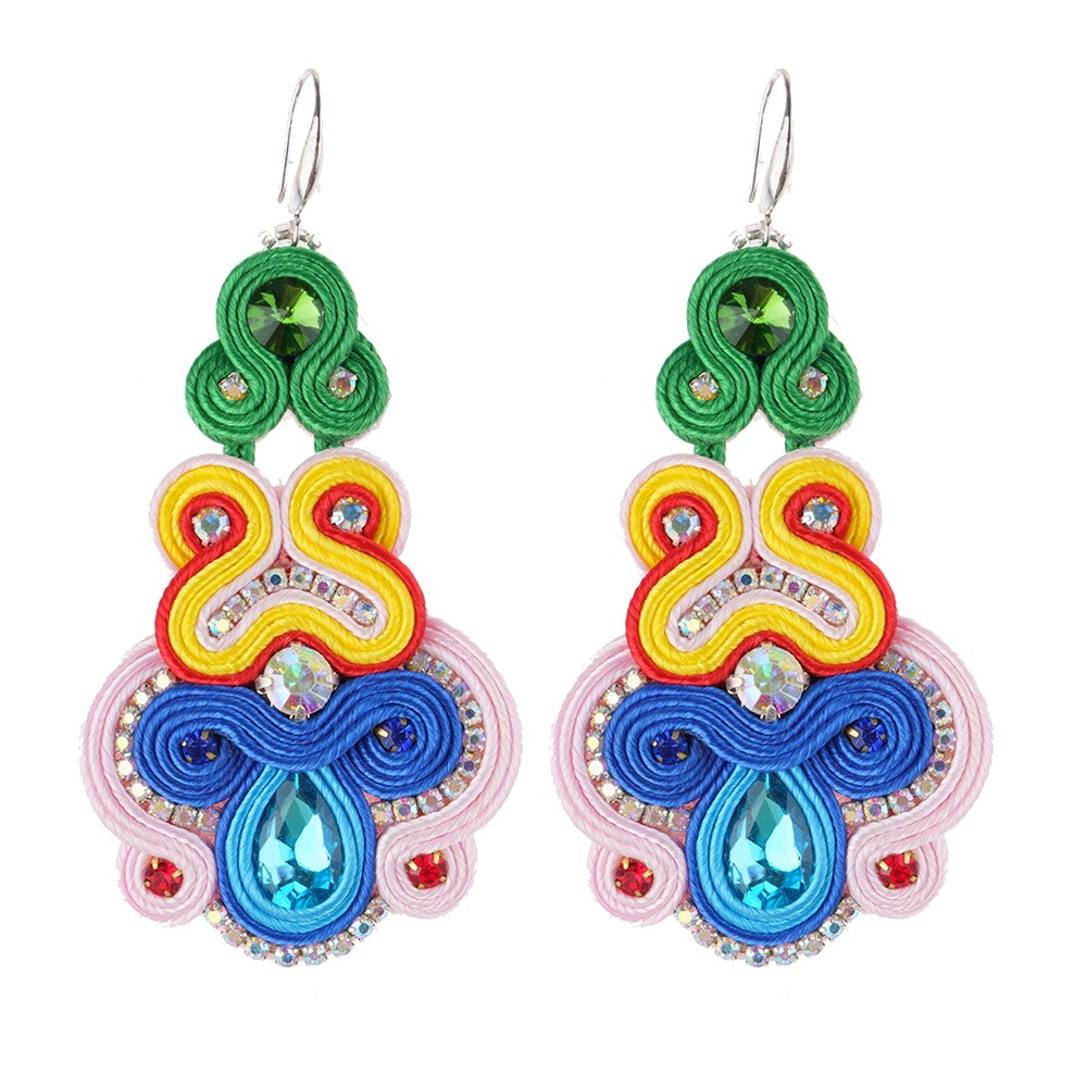 KPacTa-pendientes hechos a mano para mujer, aretes de estilo étnico, accesorios de decoración de cristal, joyería Bohemia,