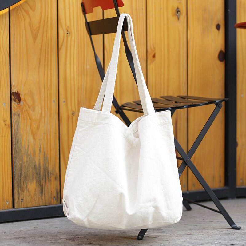 Grote Size Canvas Handtas Eenvoudig Katoen Stof Grote Capaciteit Tote Bag Voor Vrouwen Unisex Herbruikbare Boodschappentas Shopper Hobo: Beige