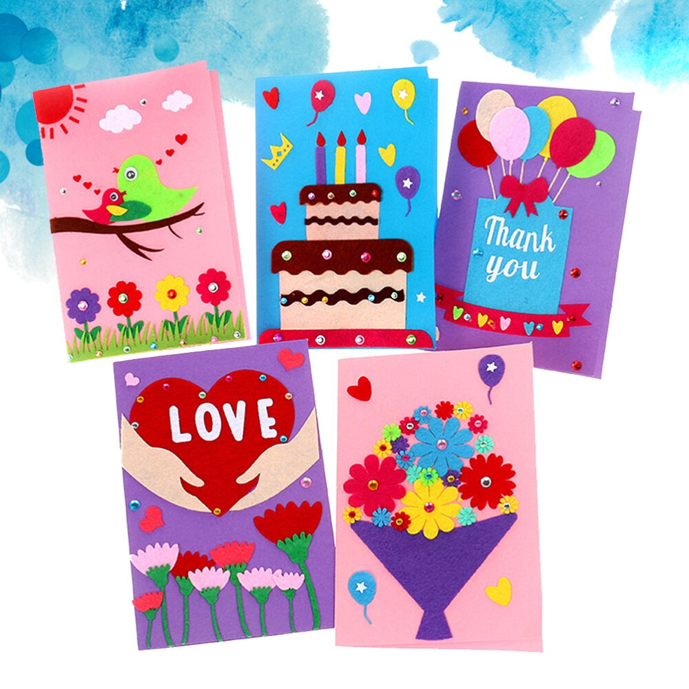 5Pcs Card Making Kit Tridimensional Thank You Card Art Crafts for Kid Girls: Default Title