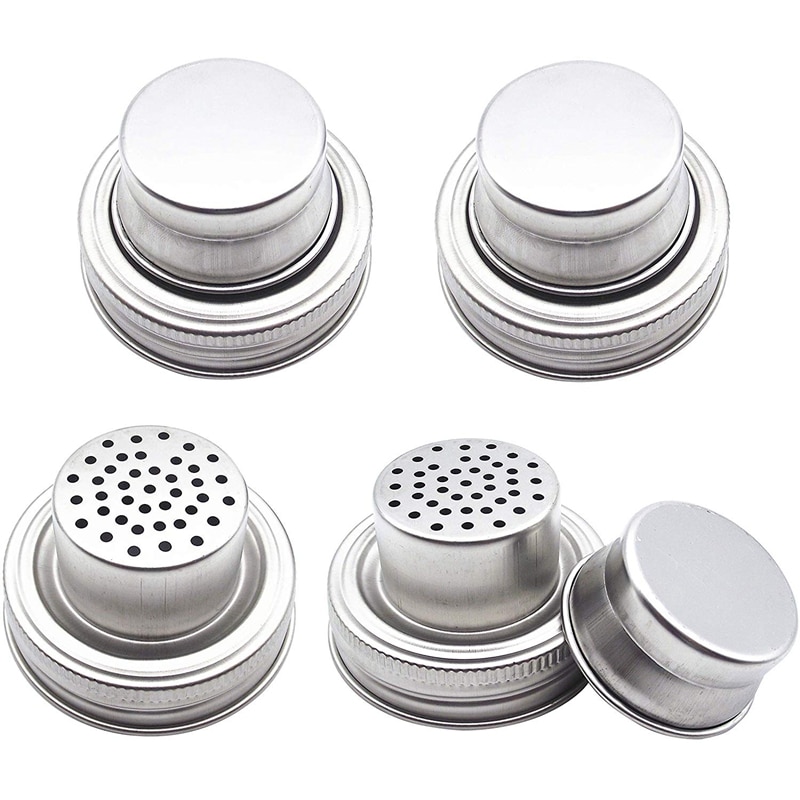 BESTMason Jar Lids,Cocktail Shaker Lid Spice Shaker Lid Salt Pepper Shakers Lids with Silicone Seals for Regular Mouth Mason Jar