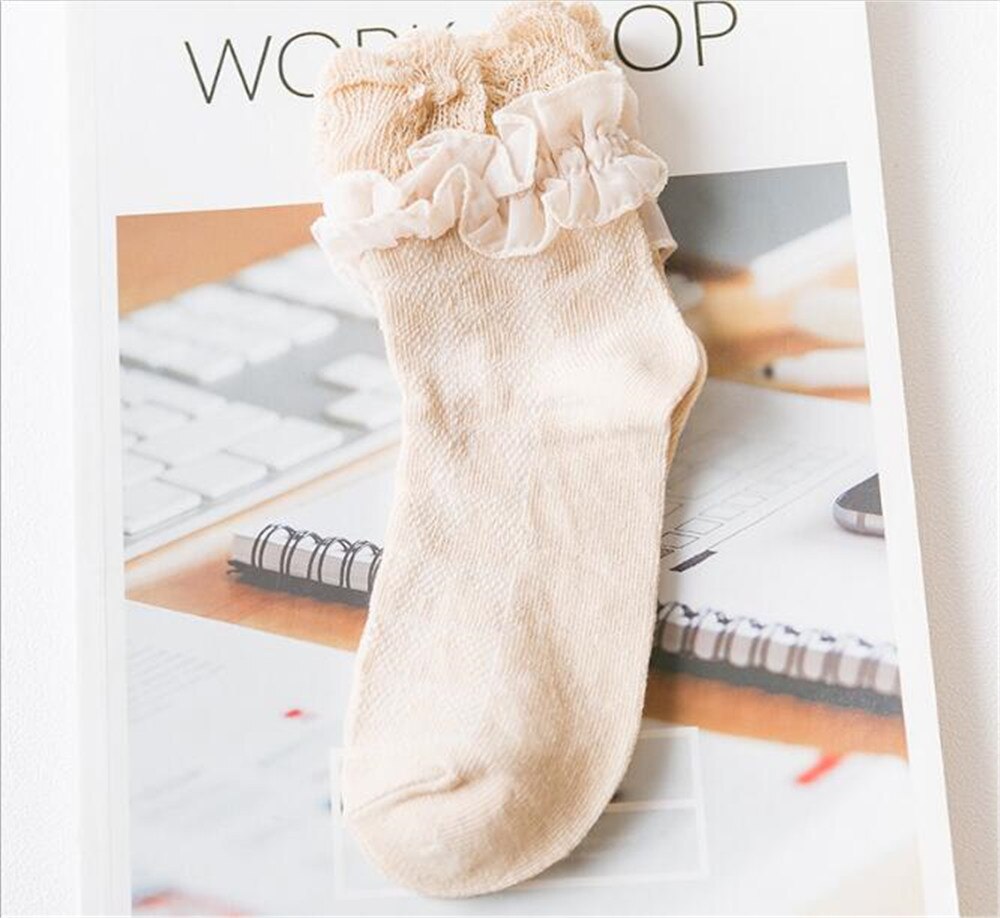 Lolita jeune fille japonaise belle femme chaussettes courtes multiples couleurs coton Socks B425: khaki