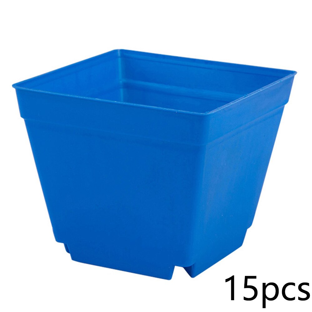 100pcs Plant Pots Small Terracotta Plastic Flower Pot Cactus Tiny Nursery Transplant Flower Pots Fall Resistant Tray Grow Box: 15pcs 10cm blue