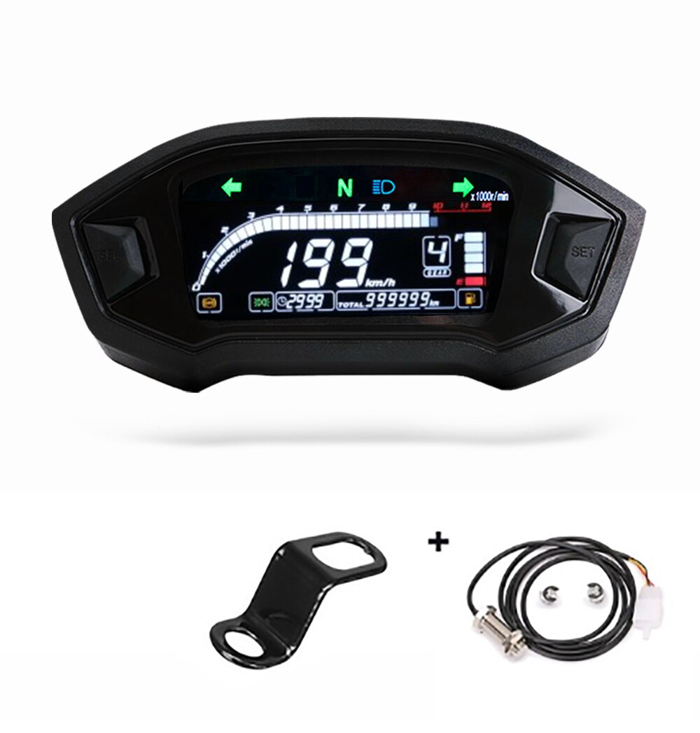 Universal Motorcycle Digital Speedometer Digital Tachometer Dashboard Instrument Panel Meter LCD Display 10000 RPM Cylinder1 2 4: D