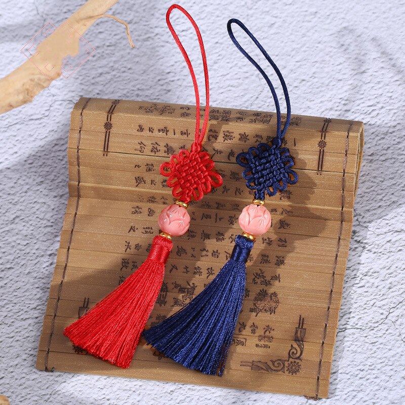 Cuentas de flor de loto de , 2 piezas, nudos chinos, borlas, joyería artesanal, bolsa de cortina, accesorios decorativos, borlas artesanales
