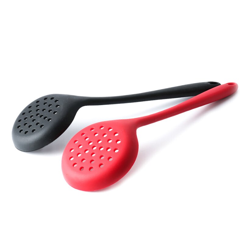 Colheres de sopa de silicone alça longa colher de sopa escamadeira escamadeira espátula de silicone com fenda colher skimmer coador concha