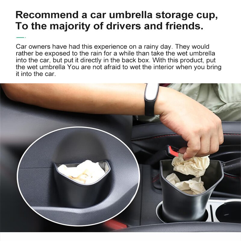 Juego de paraguas a prueba de agua para coche, paraguas de plástico, barril de almacenamiento, colgador de cubierta trasera de asiento multifunción, organización de coche