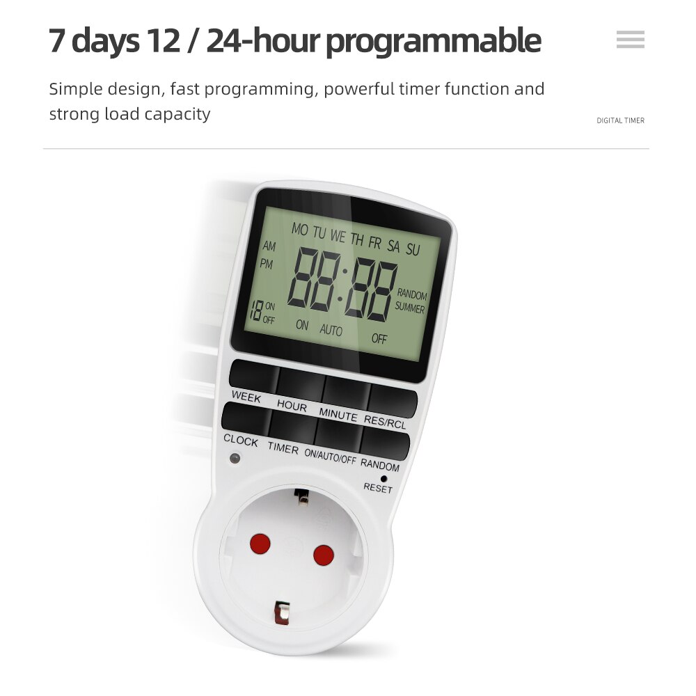 Digital Timer Switch Electronic 12/24 Hour Programmable Timing Socket EU UK US AU FR Plug Outlet Kitchen Appliance Time Control