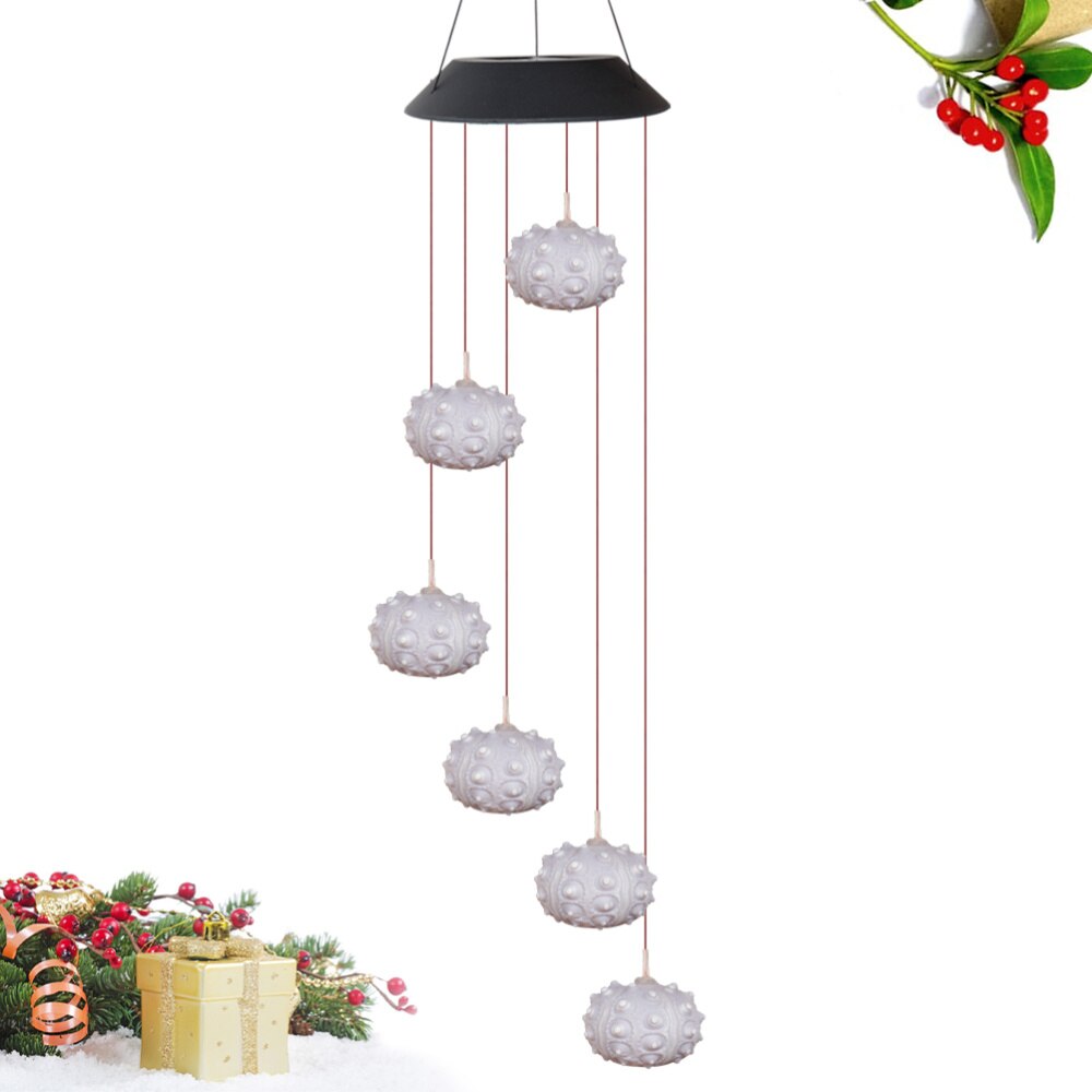 Carillon éolien LED en forme d&#39;oursin, lampe solaire suspendue d&#39;extérieur, ornement pour fête à la maison, cour, Festival