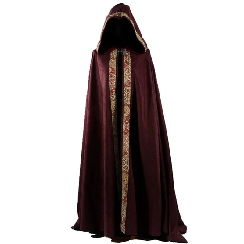 Unisex Gótico Capuz Manto, Renascimento Medieval, Halloween Vampiro, Diabo Mago Capa, Robe Vestido, Cosplay Traje, Casaco, Festa: XXL / Marrom