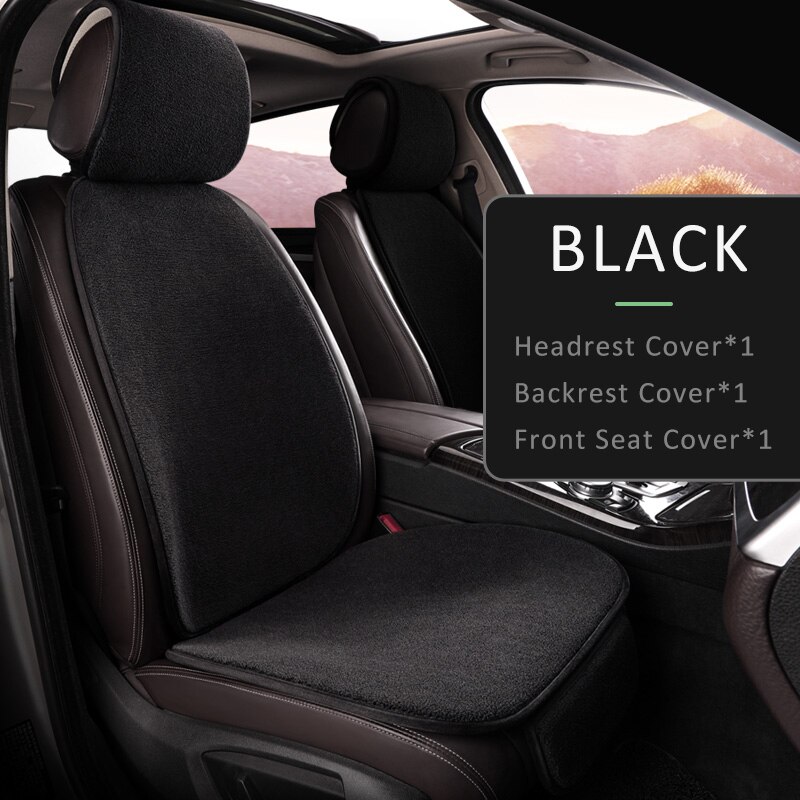 Karcle Car Seat Cover Set Backrest Headrest Cover Protector Polar Fleece Back Pad Mat Universal for Auto Interior Truck SUV: black-3pcs