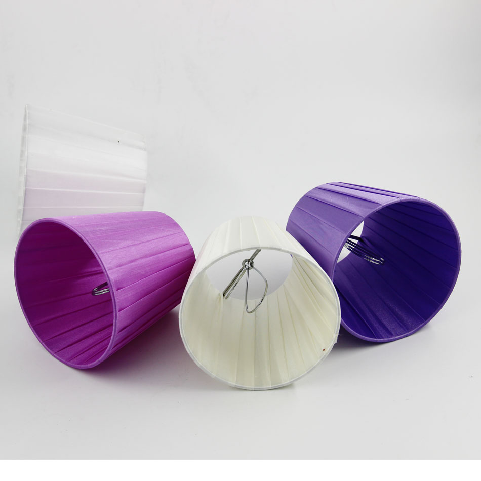 Mini abat-jour à Clip 12cm/ 4.21 pouces, blanc cassé/violet clair/blanc froid/violet