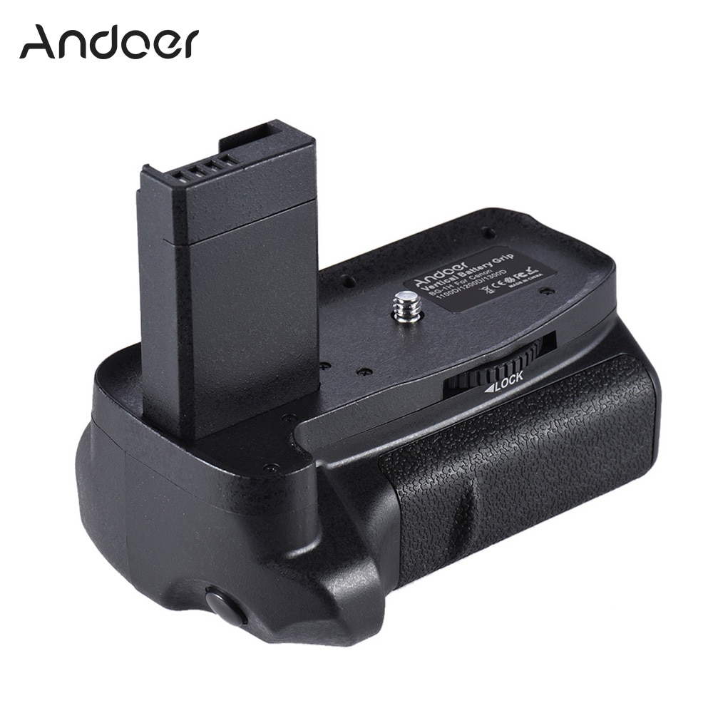 Andoer BG-1H Vertical Battery Grip Compatible with 2 * LP-E10 Battery for Canon EOS 1100D 1200D 1300D Rebel T3 5 T6 kiss X50 X70