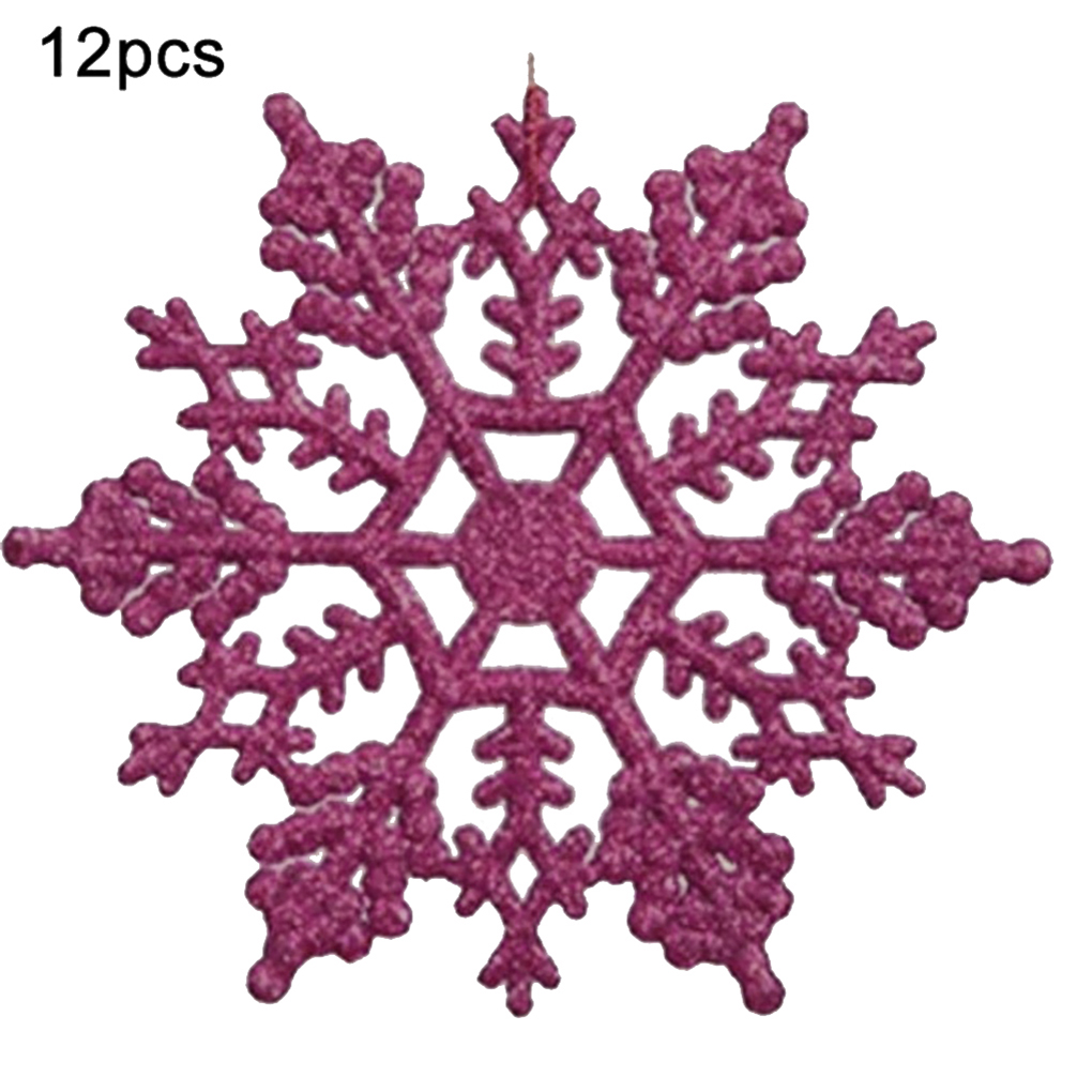12 Stuks Plastic Kerst Xmas Sneeuwvlok Ornamenten Tiny Sparkling Sequin Glitter Sneeuw Op String Wedding Decor: NO.8