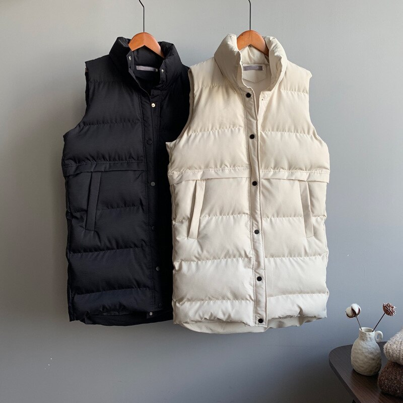 Gilet Long Chic en coton pour femmes, manteau, montant, , Gilet femme, hiver dessus