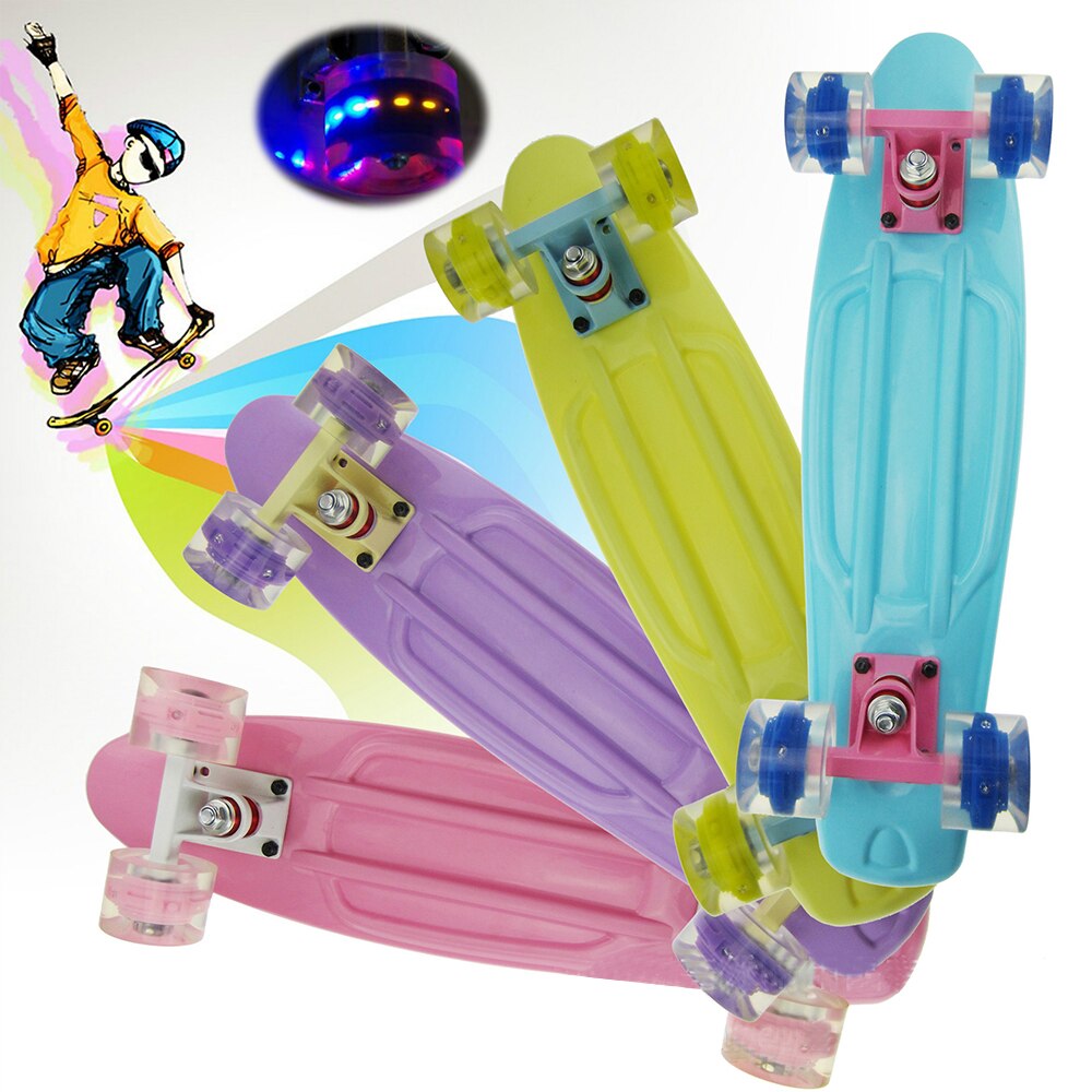 Mini Skateboards Cruiser Skateboard 22 inch Skateboard 1 Mit Hohe Rebound PU LED Licht Räder Für Anfänger Kinder Teens