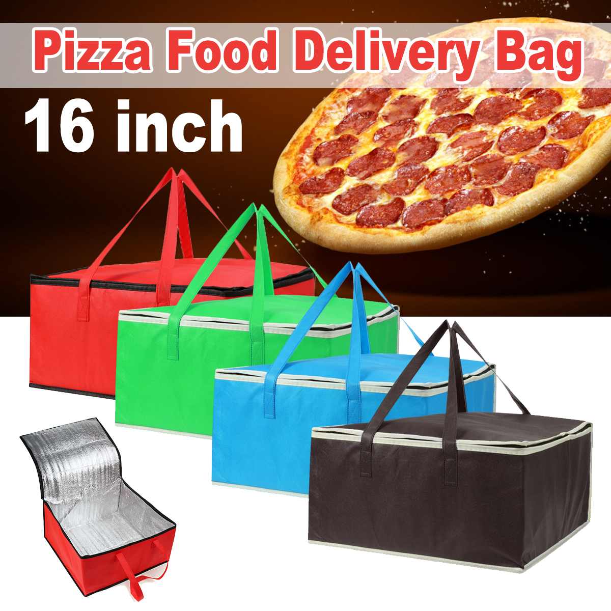 16 "isolierte Tasche Kühltasche Isolierung Klapp Picknick Tragbare Eis Packung Lebensmittel Thermische Tasche Lebensmittel Tasche Pizza Tasche