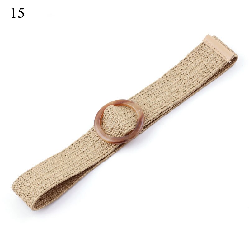 Wax Rope Straw Square Buckle Waist Belt Elastic Braided Knitted Belt Skirt Belt Woman Vintage Knitted Woven Waist Belt: 15