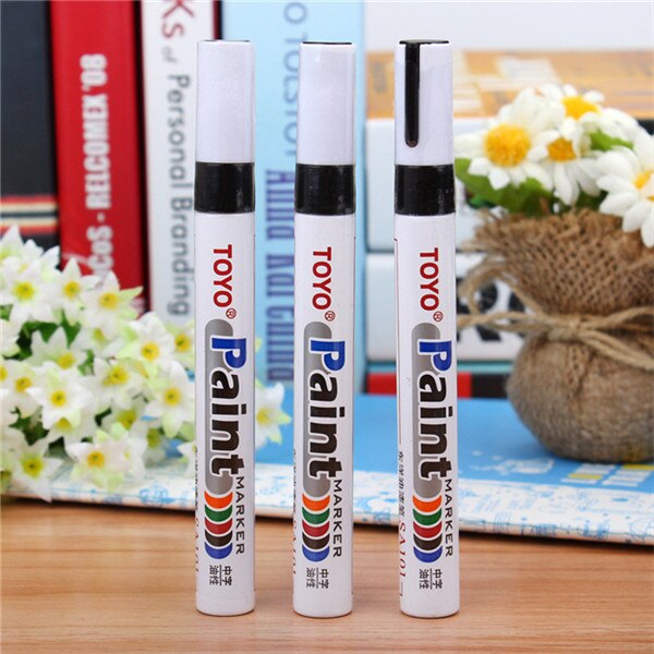 9 Colors White Waterproof Permanent Paint Marker Pen Car Tyre Paint Pen Rubber Tread Environmental Tire Painting DIY Office: Black 1pc