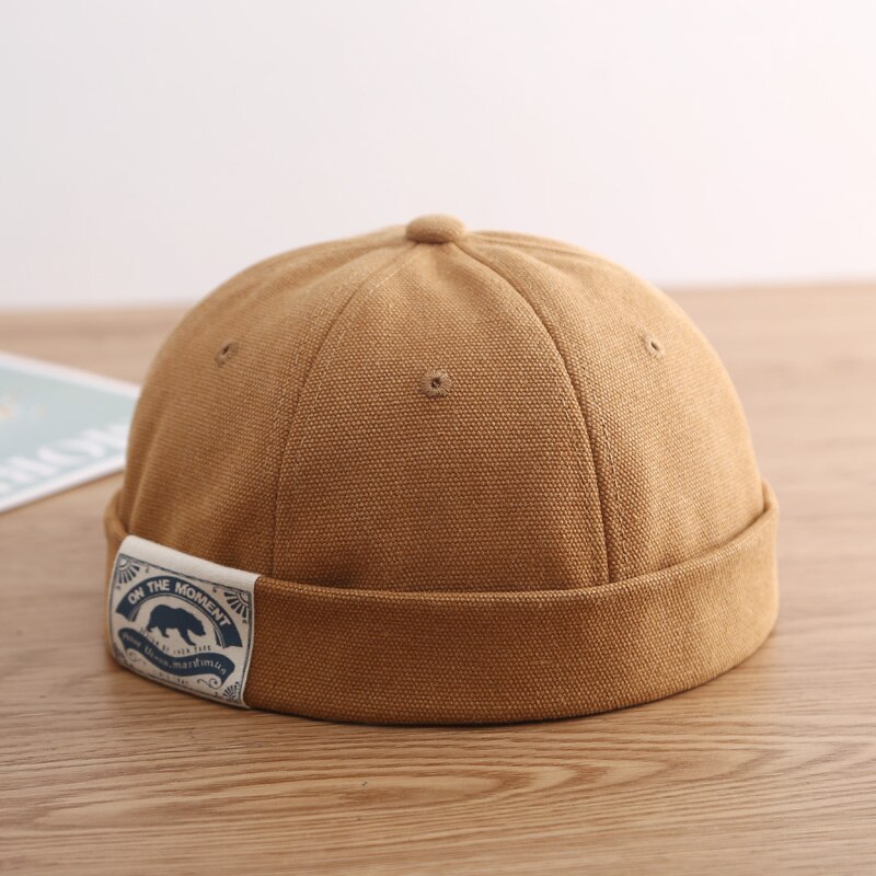 Bonnet Docker pour hommes et femmes, casquette de marin rétro, chapeau sans bord, casquette de papa: Orange
