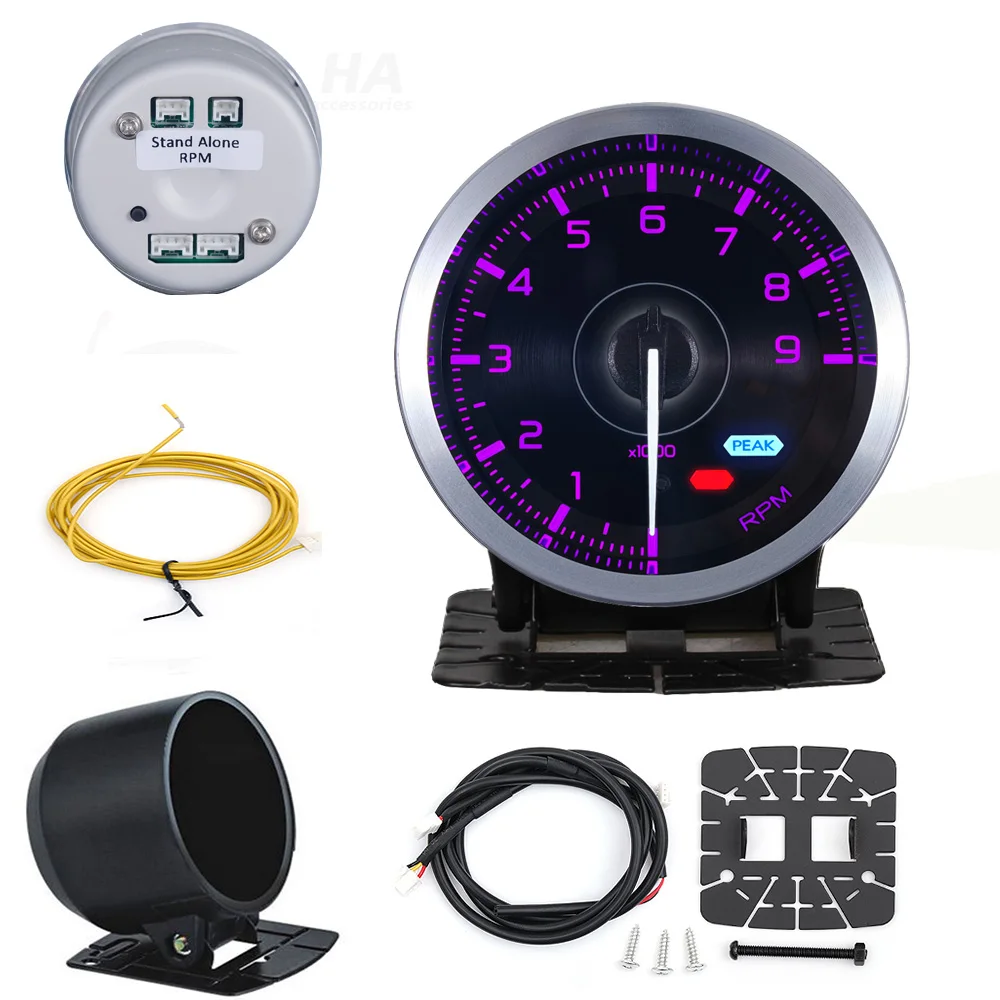Ha tilbehør 60mm automatisk måler 7 farve def i advance  a1 olietryk turbo boost egt udstødningstemperatur omdrejningstæller vand olietemperatur: Elfenben