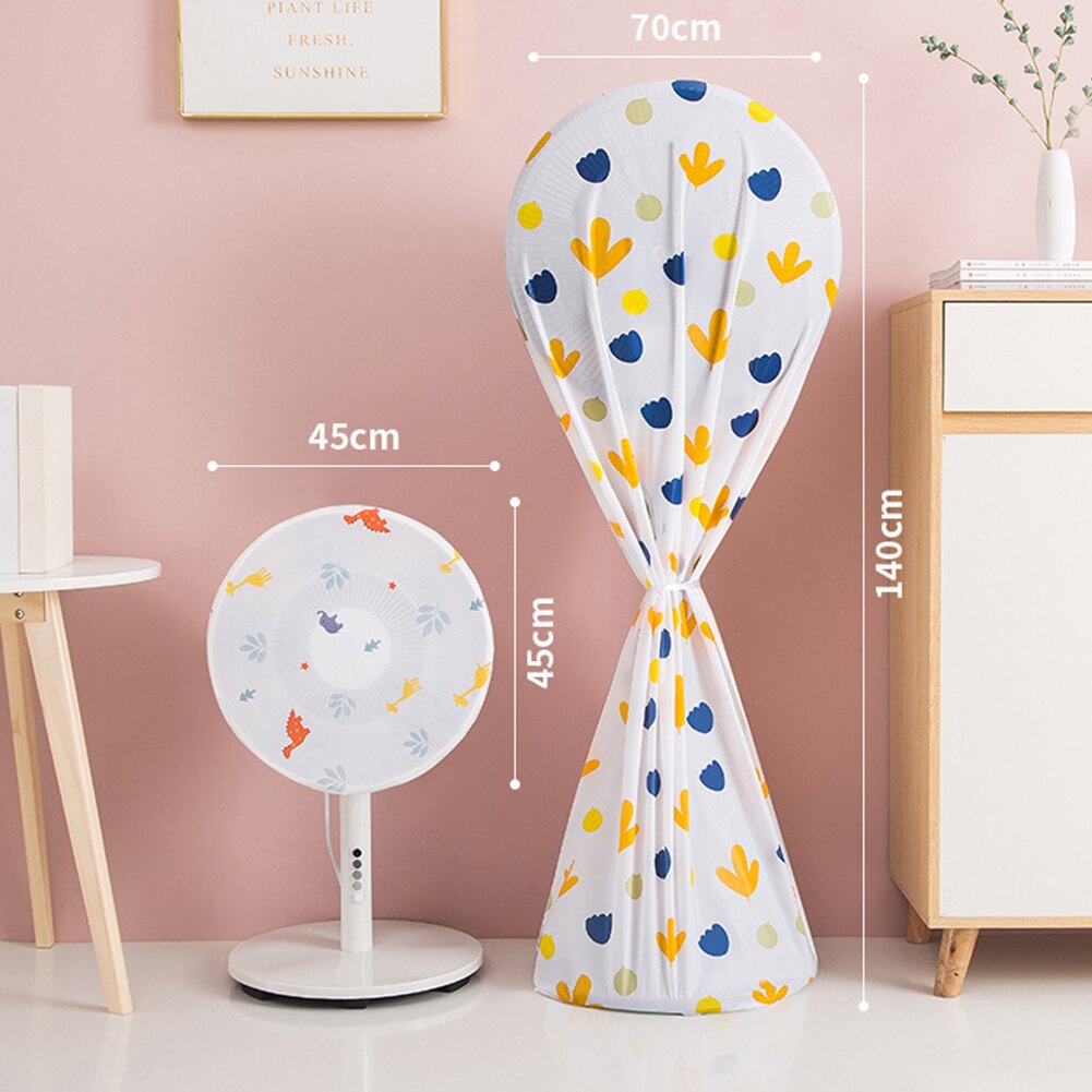 Standing Electric Fan Cover Waterproof Dustproof Flower Printed Mesh Shield Storage Bag