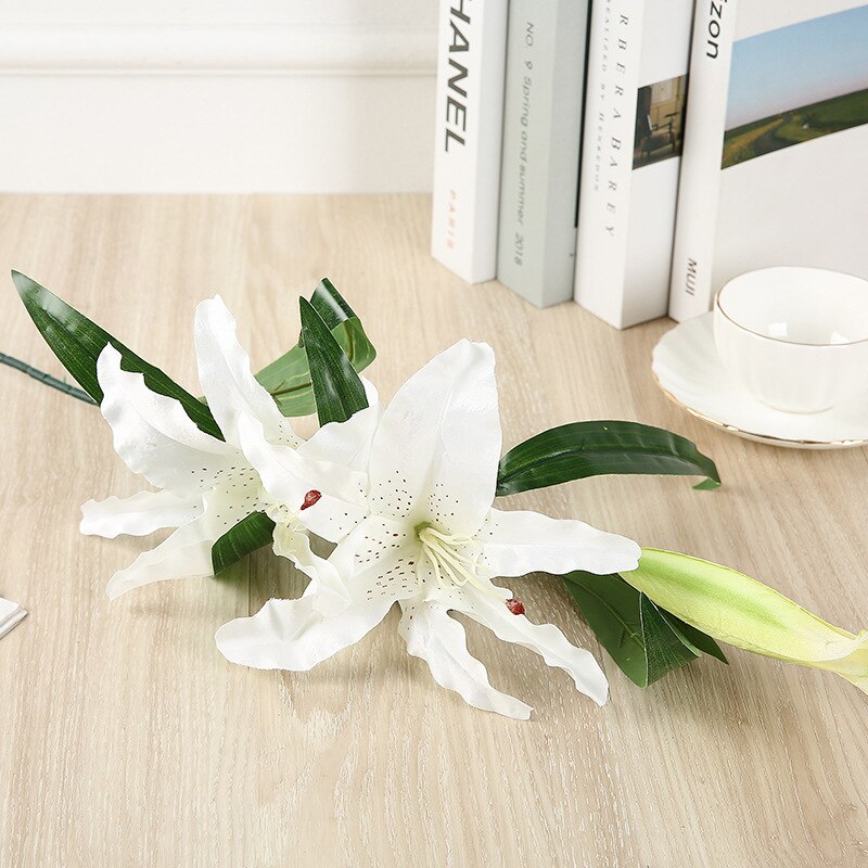Kunstmatige Zijden Bloemen Nep Lelie Tak 78Cm Lange Diy Creatieve Boeket Verjaardag Moeder Dag Valentijn Pasen Decoratie: Sweet Pure White
