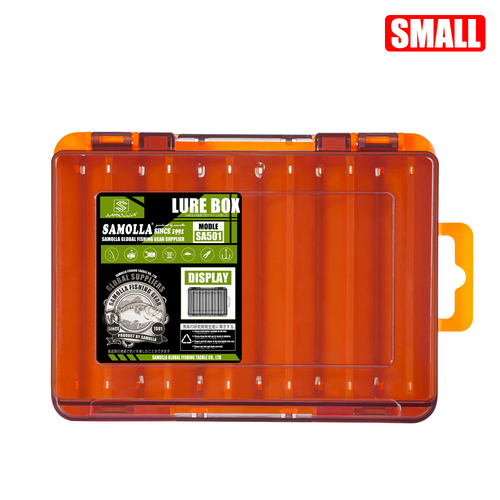 SAMOLLA Double-Sided Compact Tackle Box - Streamline Fishing with Durable, Versatile Organizer for Lures, Hooks, Baits: Yellow