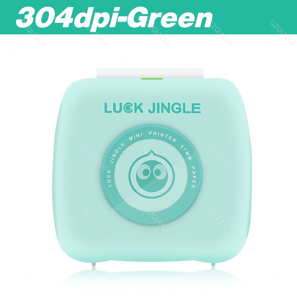 Foto pocket mini thermische printer 304 dpi 58mm thermische bluetooth draagbare printer mobiele telefoon printer voor android ios: 1 groene printer