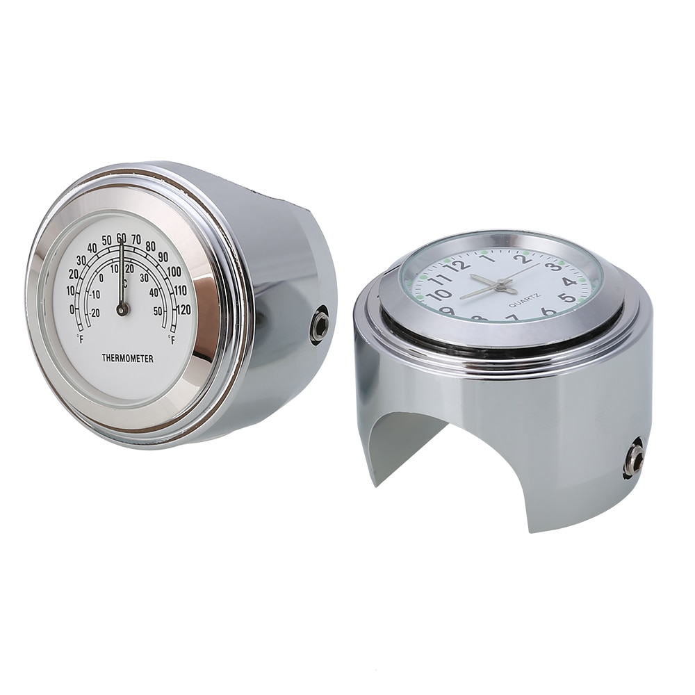Universal Motorcycle Handlebar Dial Clock And Hand-held Timetable Temperature Thermometer Waterproof Kit 45*30mm