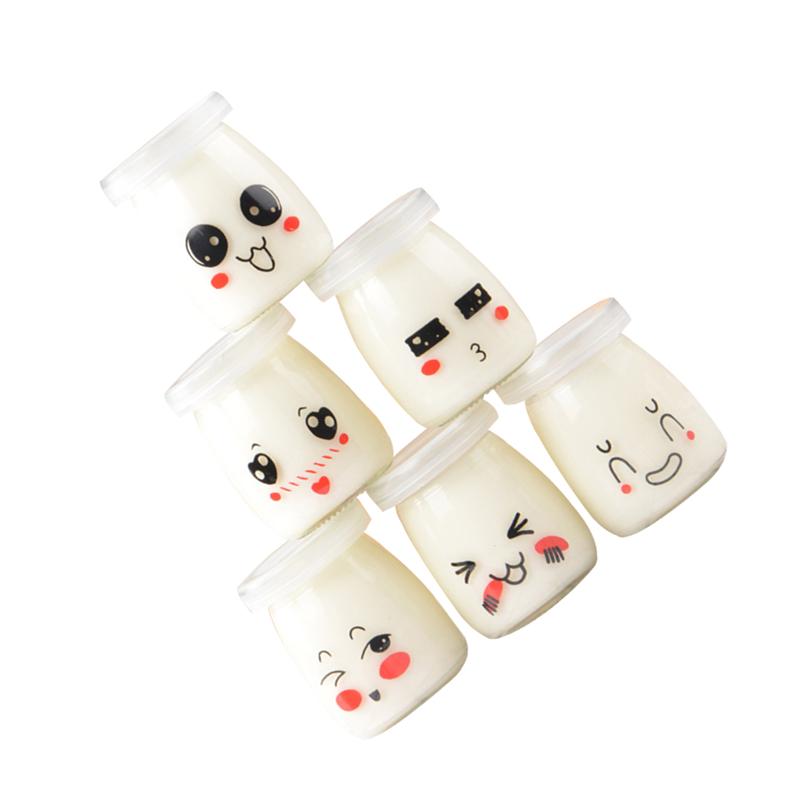 6pcs 100ml Pudding Bottles Cute Heat-resistant Glass Jelly Yogurt Jar Containers Liquid storage bottle DIY glass bottle