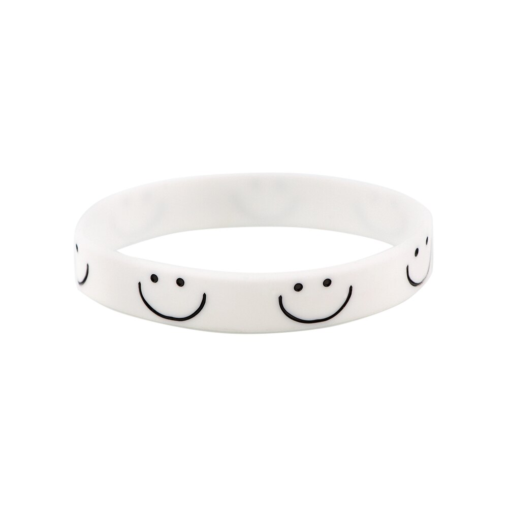 J3689 Simple Smiling Face Rubber Bracelets For Men Women Charm Bangles Basketball Sports Wristbands Silicone Bracelets: 2