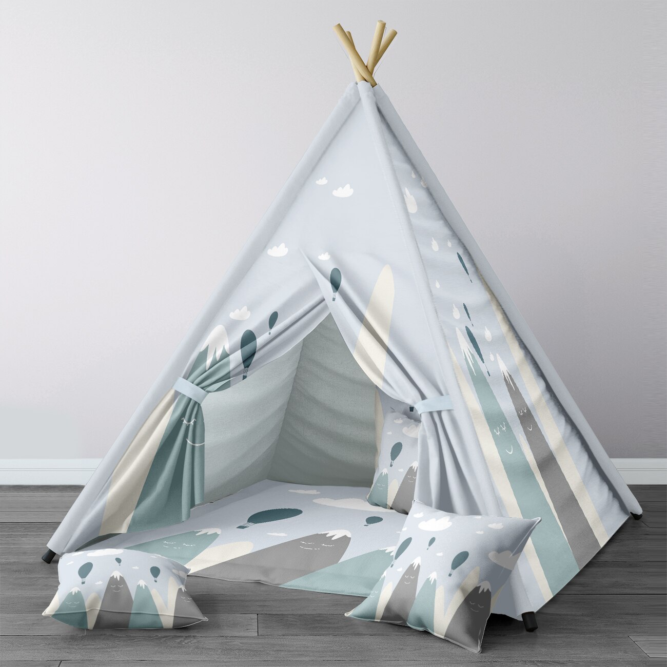 Spelen Tent Voor Kinderen Wigwam Draagbare Indoor Speeltuin Tenten Kinderen Slaapkamers Blue Mountain Ballon Model 1360