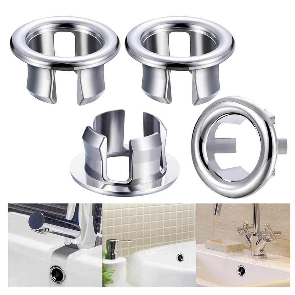 3Pcs Badkamer Wastafel Sink Overloop Ring Zes-Voet Ronde Insert Chrome Hole Cover Cap Holle Ring Wastafel Trim vervanging Afvoer Caps