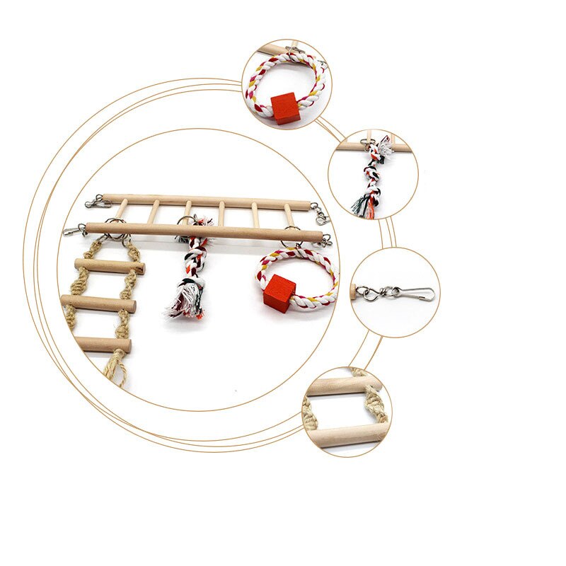 1 PC Sospensione Ponte Pappagallo Scaletta Rampicante animale domestico Giocattoli Uccelli Criceto Gabbia di Scoiattolo sospeso ponte Scaletta ottavino animale domestico Giocattoli di Masticazione giocattolo