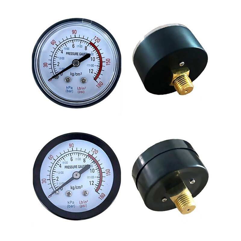 Manometer achterop gemonteerde zwarte luchtcompressor pneumatische hydraulische vloeistof manometer manometer draad 37#