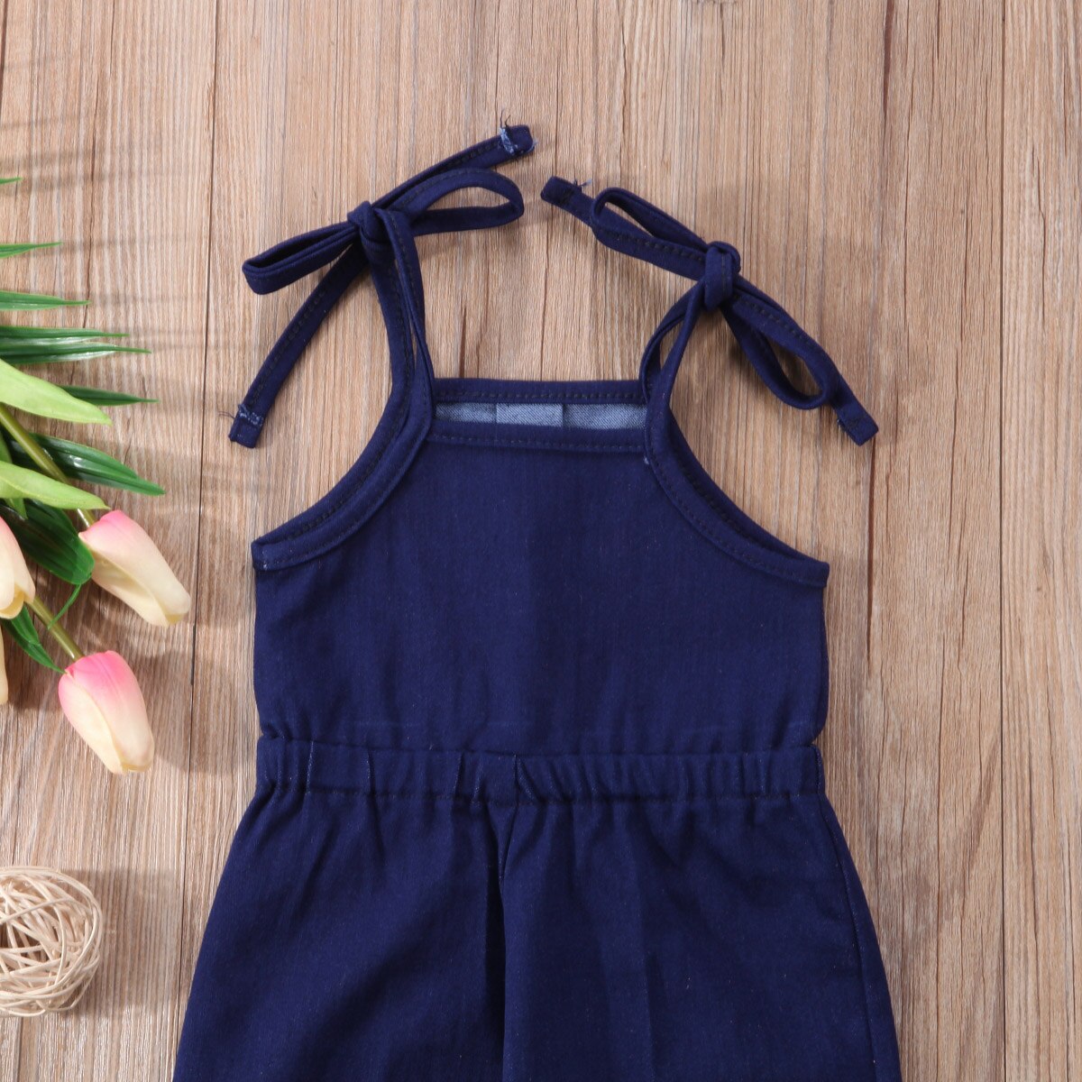 Di modo Del Bambino Appena Nato Del Bambino Delle Ragazze Prendisole Vestiti di Estate Denim Senza Spalline Senza Maniche Jeans Lungo Del Pagliaccetto Della Tuta Abbigliamento 1-7T