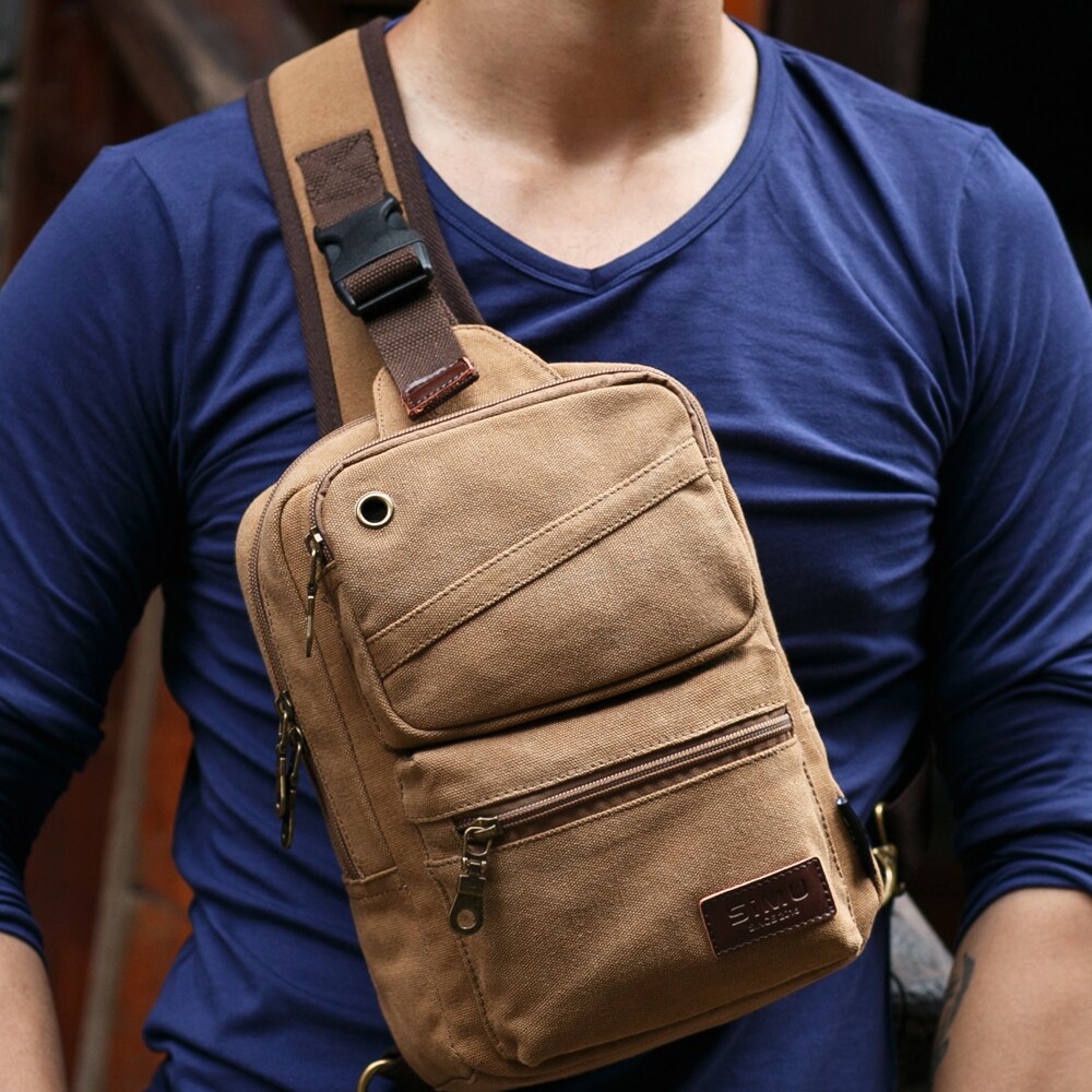 Hoge Capaciteit Borst Tas Voor Mannen Mannelijke Canvas Sling Bag Casual Crossbody Tas Voor Korte Reis Man Schoudertas