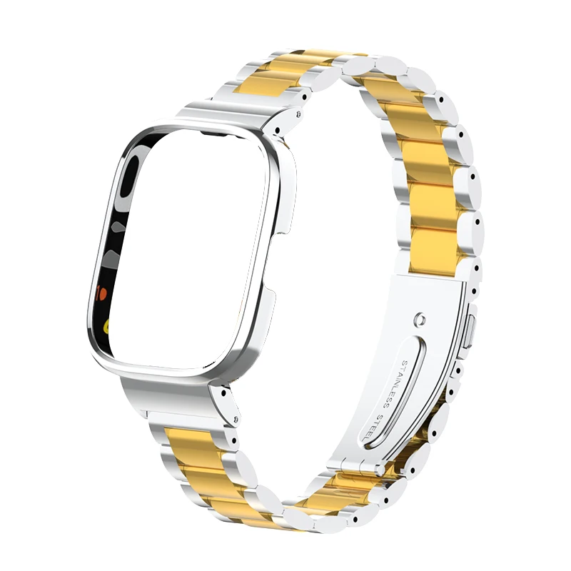 Magnetic loop+Case protector For Redmi Watch 2 Lite Metal bracelet for Xiaomi Watch Lite Strap Redmi Watch 3 Active Band Cover: XXL / Dark Blue Black