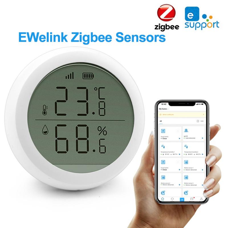 Tuya/EWelink Zigbee Smart Temperature And Humidity Sensors Zigbee Thermometer And Humidity Detector With LCD Screen Display: EWelink Sensor