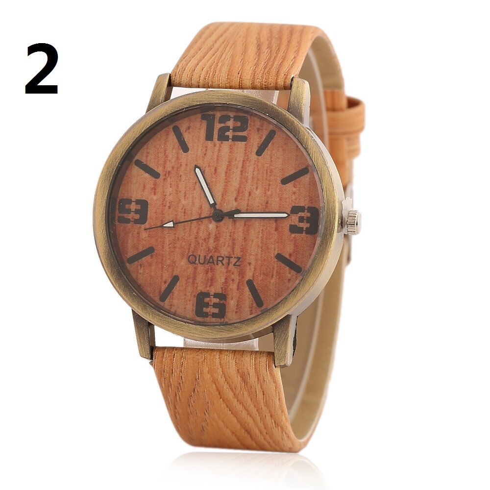 Simulatie Houten Horloges Mannen Quartz Casual Houten Kleur Lederen Band Horloge Hout Mannelijke Horloge Relogio Masculino