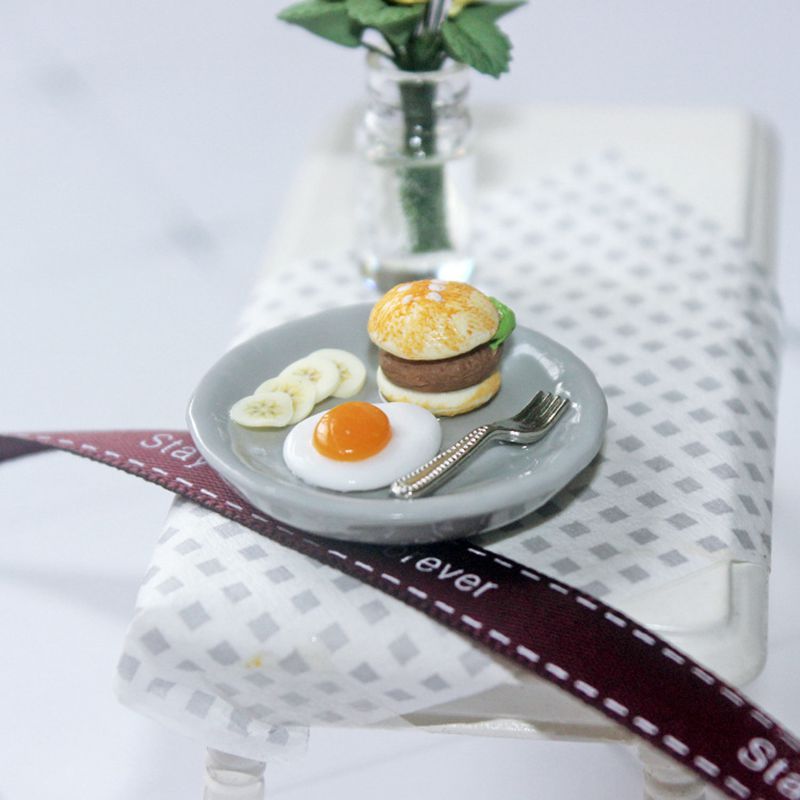 1 Set 1/12 Schaal Miniatuur Fast Food Mini Hamburger Ei Pretend Voedsel Voor Blyth OB11 Bjd Poppenhuis Keuken Spelen speelgoed