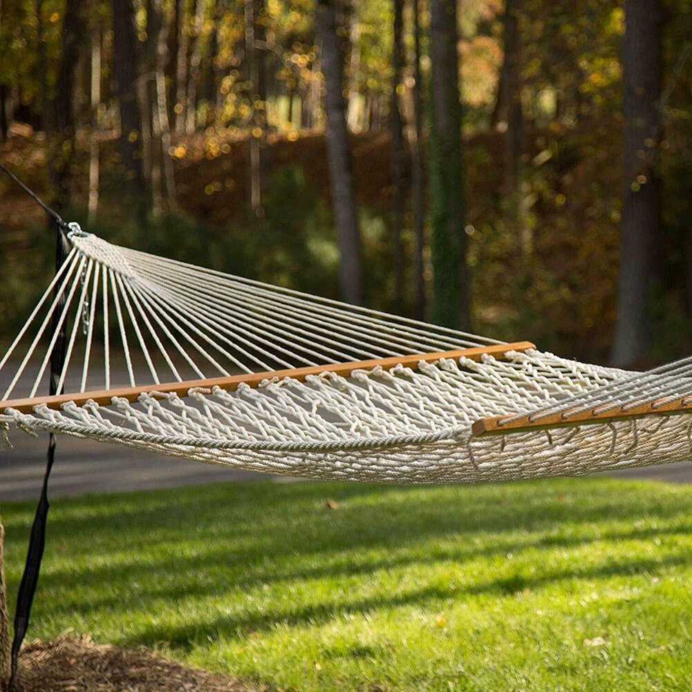 Palo de madera para viajes al aire libre, cuerda de algodón, hamaca, columpio colgante, Red de cama para dormir