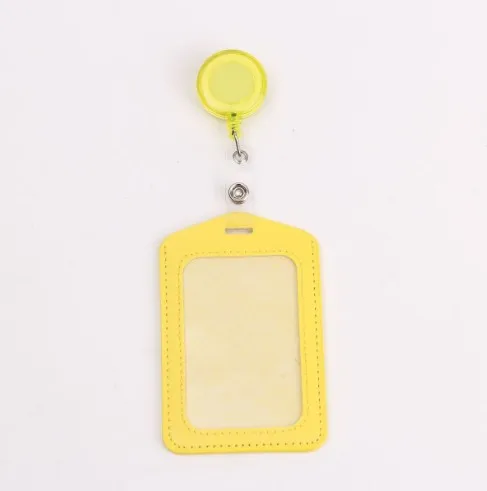 1 Set PU ID Staff Employee's Card Holder with Retractable Badge Reel Students Old People Bus Card Sleeve Pass Access Card Cover: Rose Red